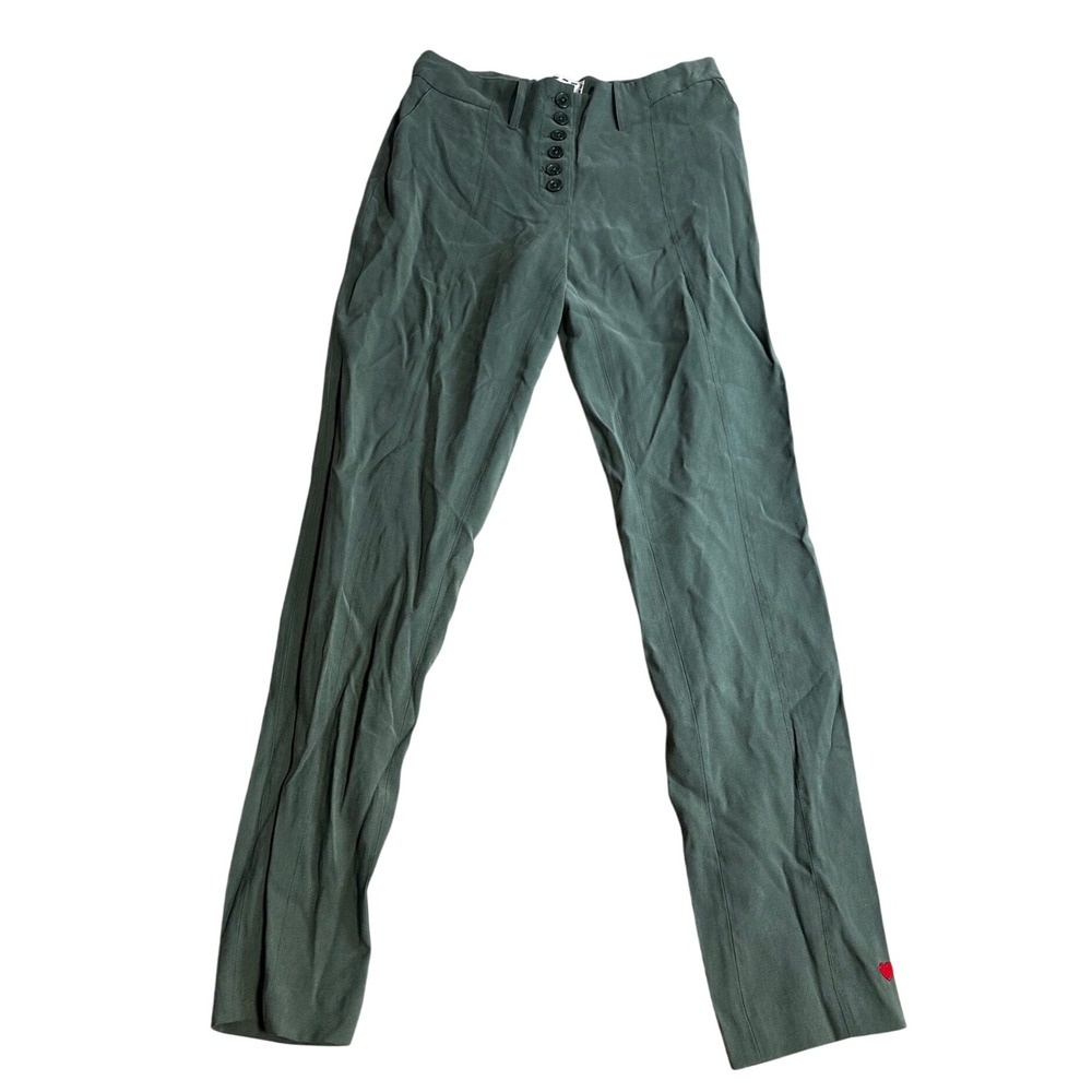 Dear Drew by Drew Barrymore Olive Green Button Fly Cropped Pants Size 4